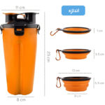 اندازه بطری مسافرتی آب و غذا به همراه کاسه تاشو سیلیکونی