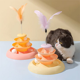 اسباب بازی گربه توپ سه طبقه پر دار