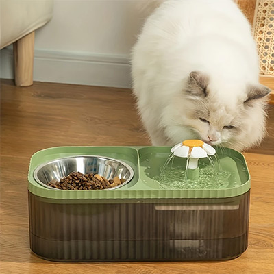ظرف دوقلو غذاخوری و آبخوری اتوماتیک فواره ای گل