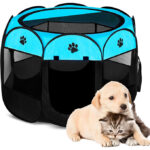 خانه بازی تاشو سگ و گربه آبی مشکی