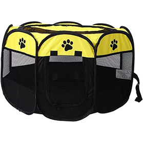 خانه بازی تاشو سگ و گربه | پارک حیوانات هشت ضلعی بینگو ضد خش و قابل تنفس