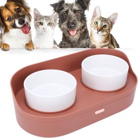 ظرف آب و غذای سگ و گربه دوقلو با پایه و مخزن دار