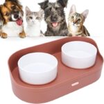ظرف آب و غذای سگ و گربه دوقلو با پایه و مخزن دار5