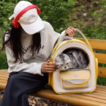 کوله پشتی حمل گربه تاشو و قابل حمل-زرد2