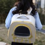 کوله پشتی حمل گربه طرح فضایی-زرد3