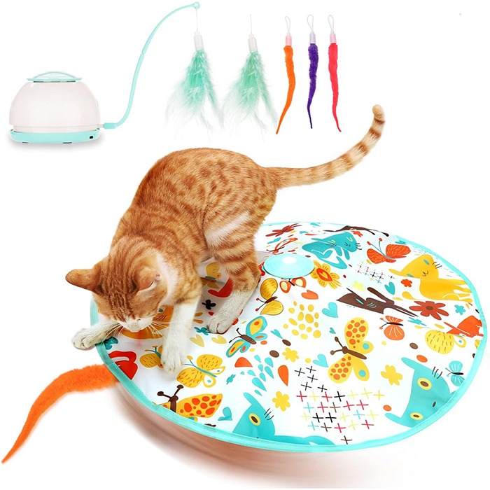 اسباب بازی گربه چرخ گردان برقی با پارچه طرح حیوانات نایس