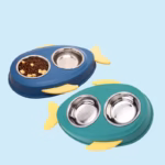 ظرف دوقلو سگ و گربه با کاسه استیل