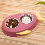 ظرف دوقلو سگ و گربه با کاسه استیل-4