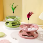 اسباب بازی فنری دو طبقه گربه با پر Spring Shaker-2