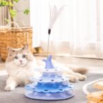 اسباب بازی هوشی گربه سه طبقه مدل دولفین به همراه توپ و پر تعاملی-آبی