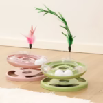 اسباب بازی گربه فنری دو طبقه با پر Spring Shaker