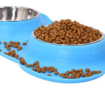 ظرف غذا سگ و گربه دوقلو استیل سینی دار مدل استخوان-2