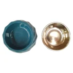 ظرف غذای استیل سگ و گربه بدنه پلاستیکی زیگزاگ-1