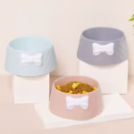 ظرف غذای سگ و گربه پلاستیکی پاپیون دار