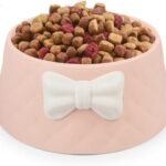 ظرف غذای سگ و گربه پلاستیکی پاپیون دار-صورتی