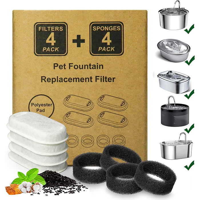 فیلتر یدک آبخوری اتوماتیک سگ و گربه مدل بیضی | 4 فیلتر + 4 اسفنج