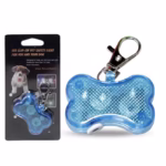 آویز قلاده سگ چراغدار مدل استخوان-آبی