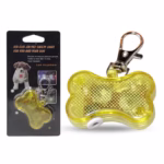 آویز قلاده سگ چراغدار مدل استخوان-زرد