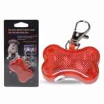 آویز قلاده سگ چراغدار مدل استخوان-قرمز