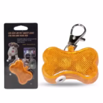 آویز قلاده سگ چراغدار مدل استخوان-نارنجی