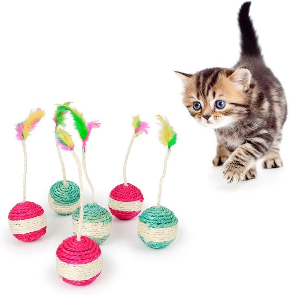 اسباب بازی گربه توپ سیسال دم دار | توپ کنفی مخصوص بازی و تقویت پنجه گربه