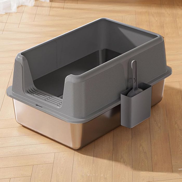 باکس دستشویی و ظرف خاک گربه استیل لبه دار سایز بزرگ