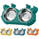 ظرف دوقلو سگ و گربه با کاسه استیل مدل خرچنگ