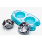 ظرف دوقلو سگ و گربه با کاسه استیل مدل پنگوئن-1