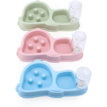 ظرف غذای دوقلو آرام خور سگ و گربه با بطری آب مدل روباه