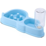 ظرف غذای دوقلو آرام خور سگ و گربه با بطری آب مدل روباه-آبی