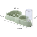 ظرف غذای دوقلو آرام خور سگ و گربه با بطری آب مدل روباه-سبز