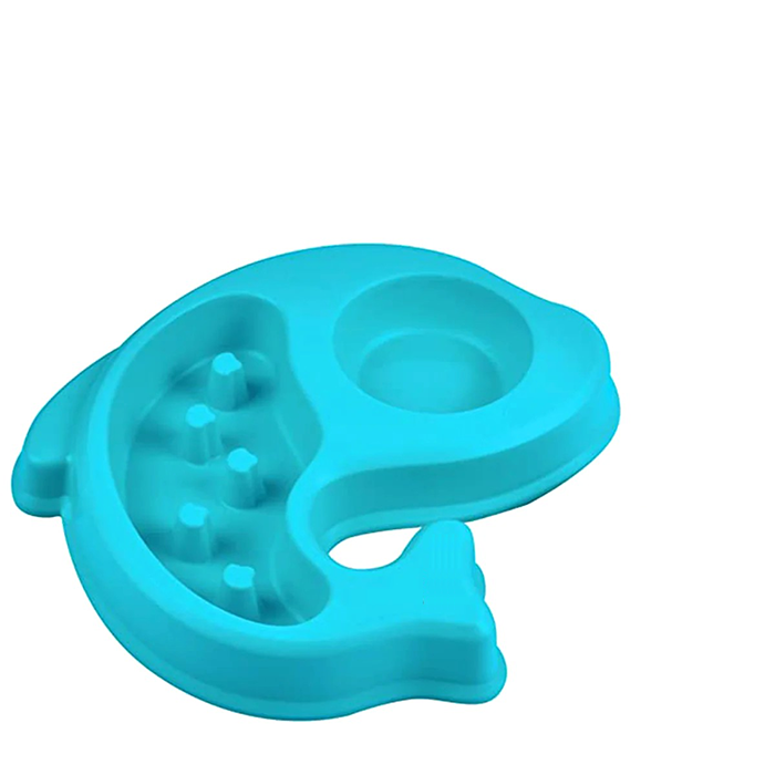 ظرف غذای دوقلو آرام خور سگ و گربه مدل ماهی