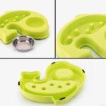 ظرف غذای دوقلو سگ و گربه مدل ماهی (آرام خور + کاسه استیل) (1)