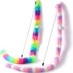 چوب بازی زنگوله دار گربه مخملی رنگارنگ-2