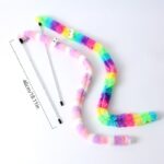 چوب بازی زنگوله دار گربه مخملی رنگین کمان