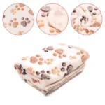 پتو مخملی سگ و گربه طرحدار Paw Paw-کرم
